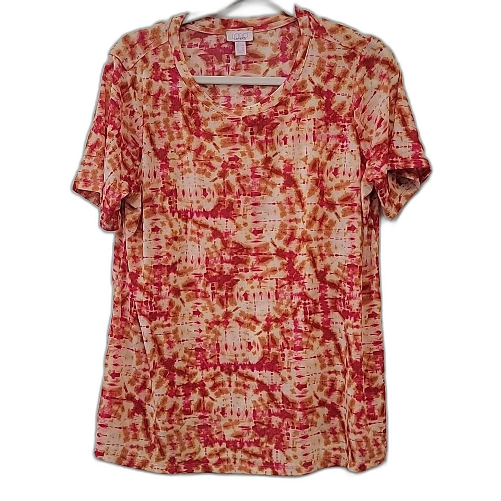 LOGO 7 Festival Breathable Slinky Sheer Short Sleeve Tee Red Orange Size XL